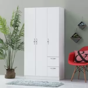 Image of Essential 3 Door Double Wardrobe With Drawers White