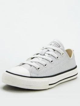 image of Converse Childrens Chuck Taylor All Star Crochet Ox Sparkle Trainers, Silver, Size 3