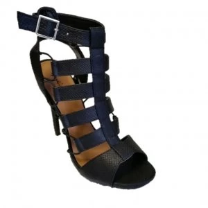 image of Qupid Diamond strappy buckle sandal Black