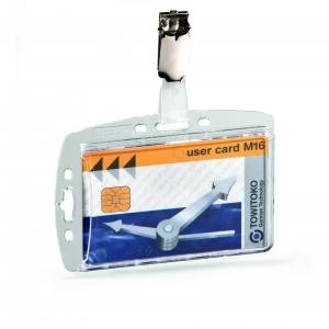 Image of Durable Enclosed Proximity SECURITY PASS HOLDER 54x85mm with clip