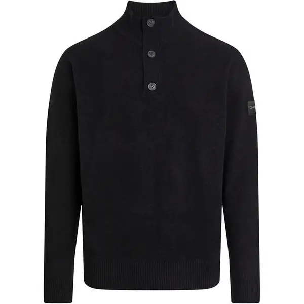 Image of CALVIN KLEIN Lycra Blend Button Quarter Zip - Black L