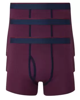 Image of Cotton Traders Mens 3 Pack Contrast Trunks in Red