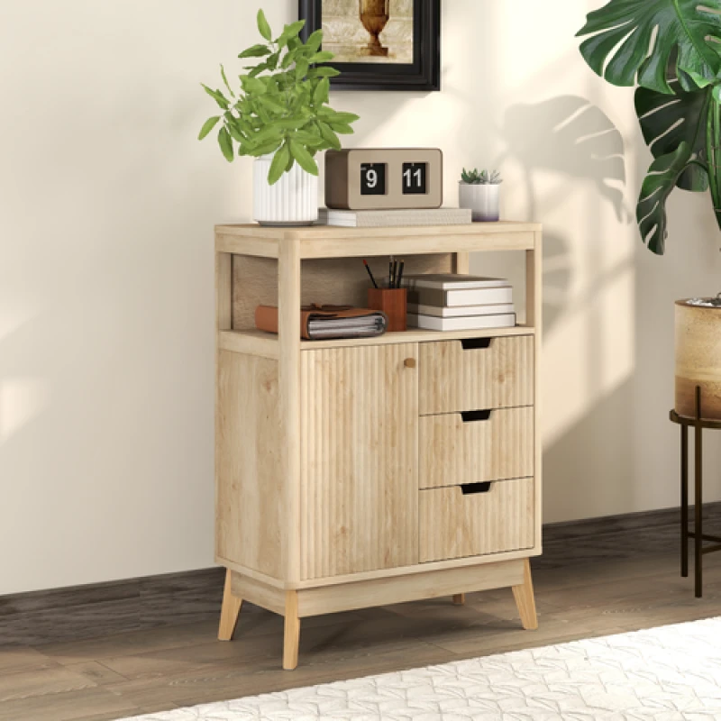 Image of HOMCOM Modern Sideboard Storage Cabinet for Living Room Dining Room Bedroom, Yellow 83B-254V01ND