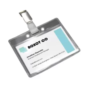 image of Clear Plastic Name Badge Holder with Grey Back - Clip Fastening - pack of 25 - Unisex