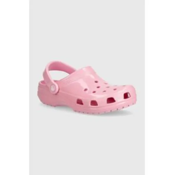 image of Crocs Womens Classic High Shine Croslite Clogs - UK M5/W6 Pink Sandals female 209609-6WY 6