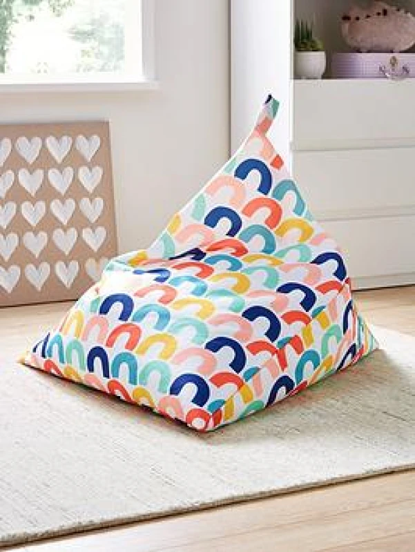 Image of Kaikoo Kids Triangle Beanbag - Rainbow Print Multi VYFS1 Unisex