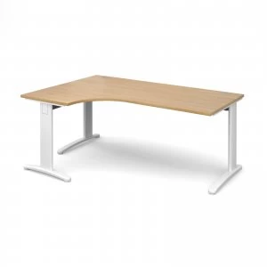 Image of TR10 Deluxe Left Hand Ergonomic Desk 1800mm - White Frame Oak Top