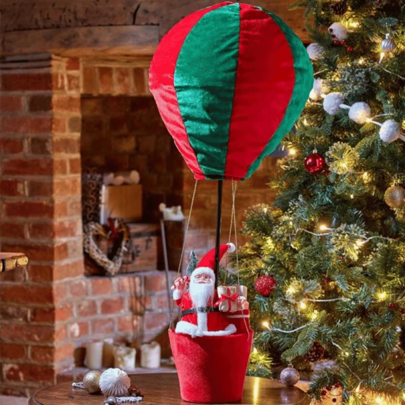 Image of 1m Large Red and Green Santa's Hot Air Balloon Hanging Christmas Decoration