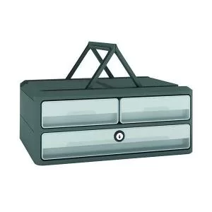Image of CEP MoovUp 3 Drawer Module Polystyrene with Key Lock and Handles Grey