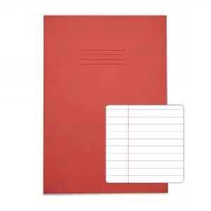Image of RHINO A4 Exercise Book 32 Pages 16 Leaf Red 8mm Lined with Margin