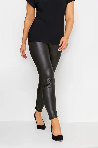 image of M&Co Wet Look Leggings Black