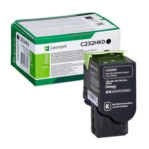 image of Lexmark C232HK0 Black Laser Toner Ink Cartridge