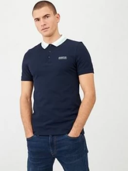 Image of Barbour International Ampere Contrast Collar Polo Shirt - Navy