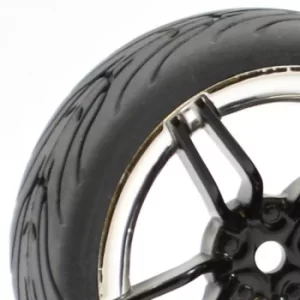 Image of Fastrax 1/10 Street/Tread Tyre 10Sp Black/Chrome Wheel