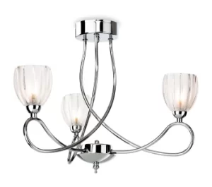 image of Grove 3 Light Semi Flush Multi Arm Ceiling Light Chrome, Clear, Frosted Decorative Glass, G9