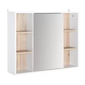 image of HOMCOM Bathroom Mirror Cabinet, Wall Mounted Medicine Cabinet with Storage Cupboard and Adjustable Shelf, White