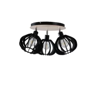 image of Nicoleta Ceiling Spotlight Clusters Black And Natural, 32cm, 3x E27