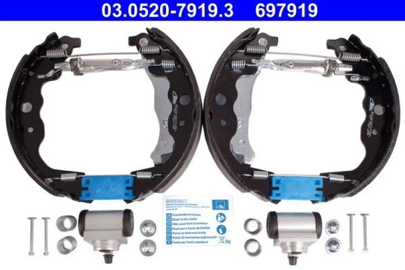 Image of ATE 03.0520-7919.3 Brake Set, drum brakes with accessories Brake Set,drum brakes (3859)