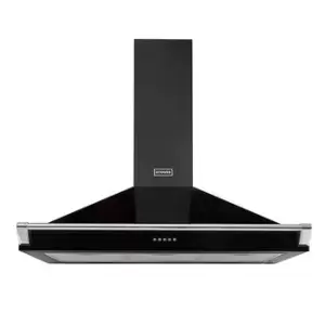 image of Stoves 444410243 90cm Richmond Chimney Hood in Black with Chrome Rail