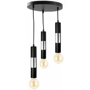 image of Keter Magnum Cluster Pendant Ceiling Light Black, Silver, 30cm, 3x E27