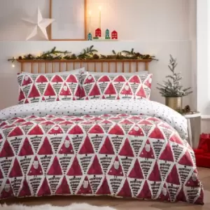 image of Christmas Hide and Seek Santa Print Reversible Duvet Cover Set, Red, Junior - Furn