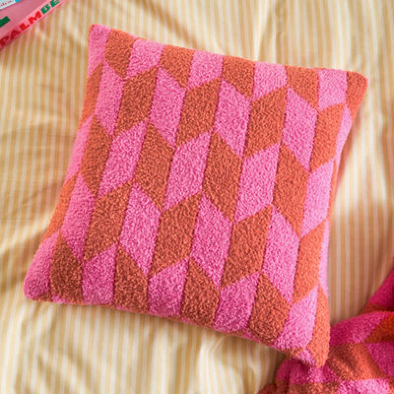 Image of Furn Olsen Geometric Cushion in Fuchsia Size: 45cm x 45cm Fuchsia Unisex 45cm x 45 cm