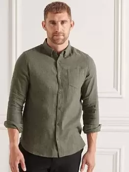 Image of Superdry Studios Brushed Flannel Shirt, Green Marl Size M Men