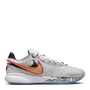 image of Nike Lebron 20, White/Metallic Gold-Black-University Red, size: 7, Male, Basketball Performance, DJ5423-100