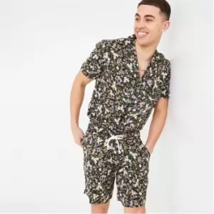 image of I Saw It First Mens Floral Print Resort Shorts - Black