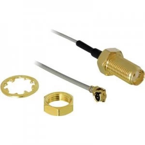 image of Delock WiFi aerials Cable extension [1x IPEX plug - 1x SMA socket] 20.00cm Grey gold plated connectors