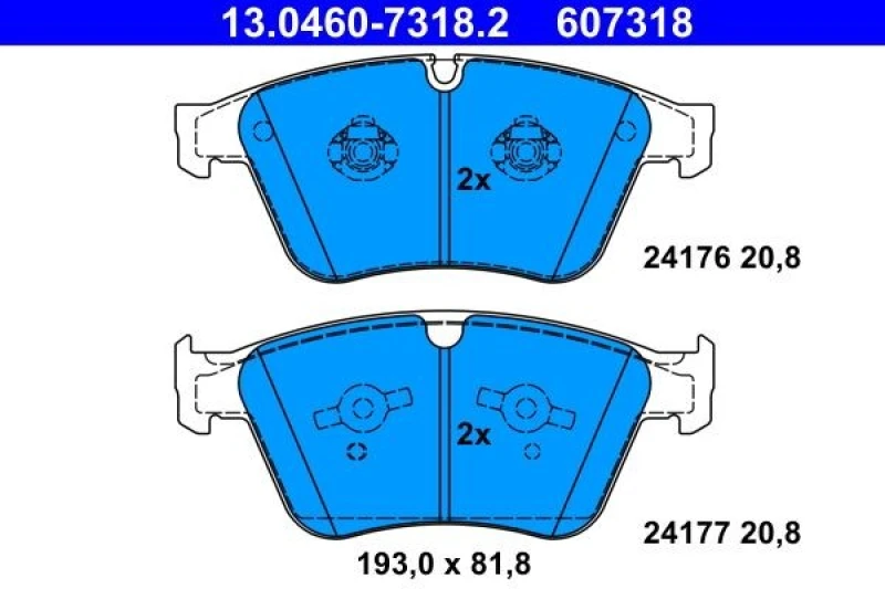 Image of ATE 13.0460-7318.2 Brake pad set excl. wear warning contact Brake Pad Set,disc brake (402)