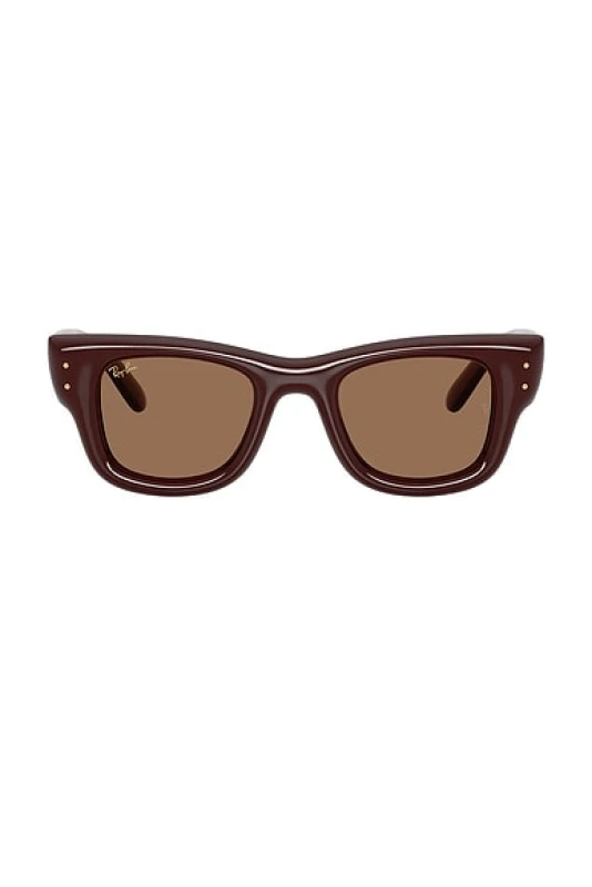 Image of Ray-Ban Wayfarer Puffer Square Sunglasses in Maroon - Burgundy. Size all.