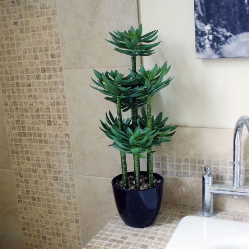 Image of Leaf 60cm Artificial Tropical Yukka Palm Potted in Planter Green
