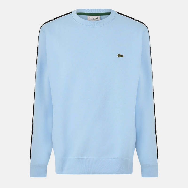 Image of Lacoste Mens Stripe Logo Crew Sweatshirt Overview male XS