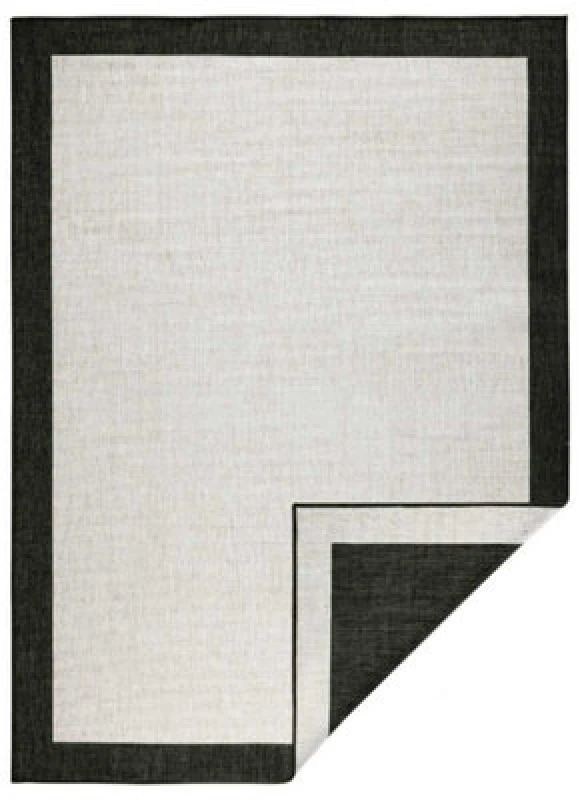 Image of The Rugs Panama Reversible Indoor Outdoor Rug Flatweave Weatherproof Bordered In Black