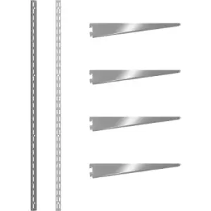 Image of Rothley Krome Twin Slot Shelving Kit 1220mm Uprights (x2) & 270mm Brackets (x4) in Chrome Steel