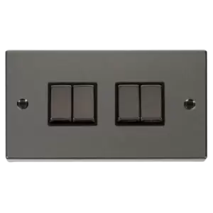 Image of Click Scolmore Deco 10A 4 Gang 2 Way Rocker Switch - VPBN414BK