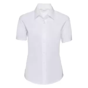 image of Russell Collection Ladies/Womens Short Sleeve Easy Care Oxford Shirt (XL) (White)