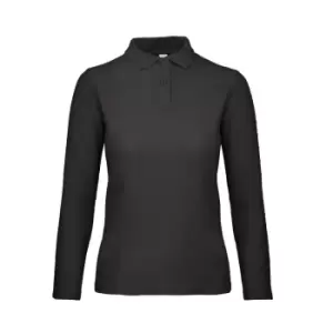 image of B&C ID.001 Womens/Ladies Long Sleeve Polo (3XL) (Jet Black)