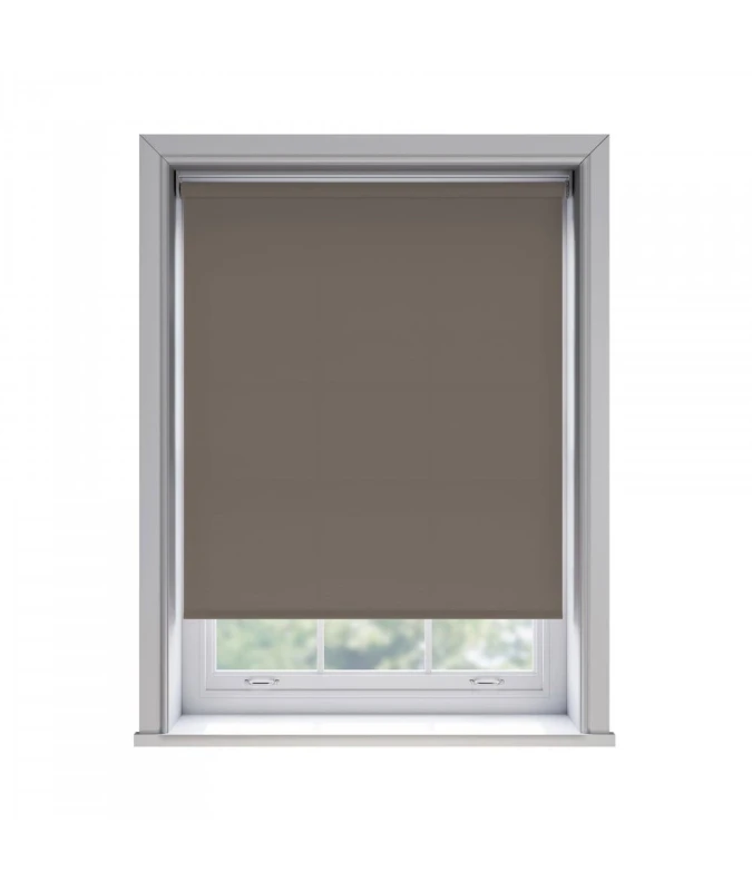 Image of New Edge Blinds No Drill Chocolate Thermal Blackout Roller Blind 170cm Drop Size: 125cm Chocolate Unisex 125 cm