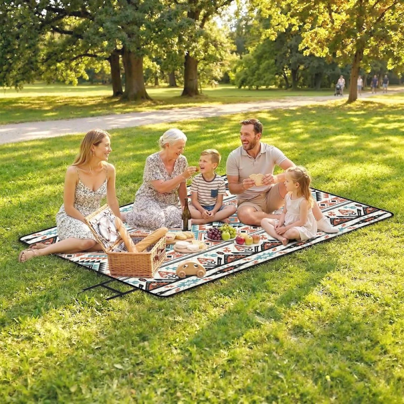 Image of OUTSUNNY Picnic Blanket, 300x200CM Beach Blanket Outdoor Picnic Mat Size: 2m x 3m Multicolor Unisex 2m x 3m