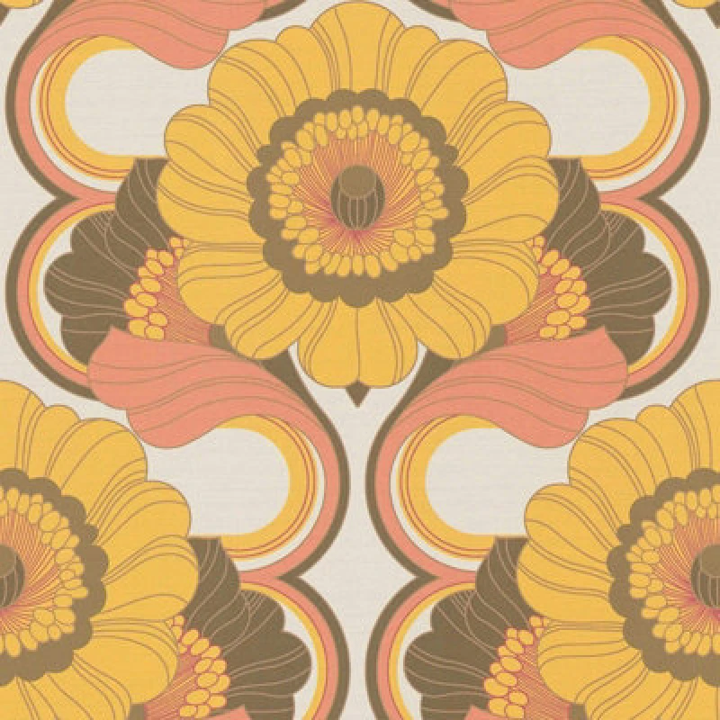 Image of As Creation 70's Retro Floral Chic Brown Wallpaper Textured Paste The Wall