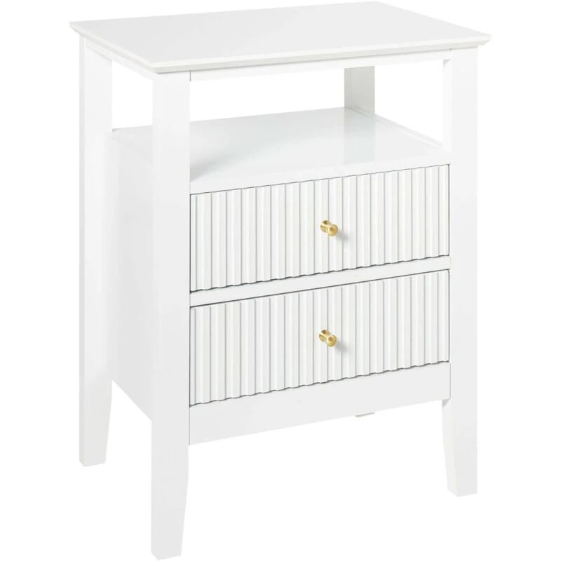 Image of Beliani 2 Drawer Bedside Table Assisi White