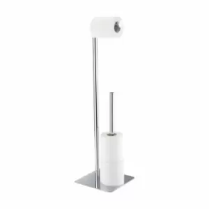 Image of Showerdrape Stamford Toilet Roll and Spare Paper Combo - Silver