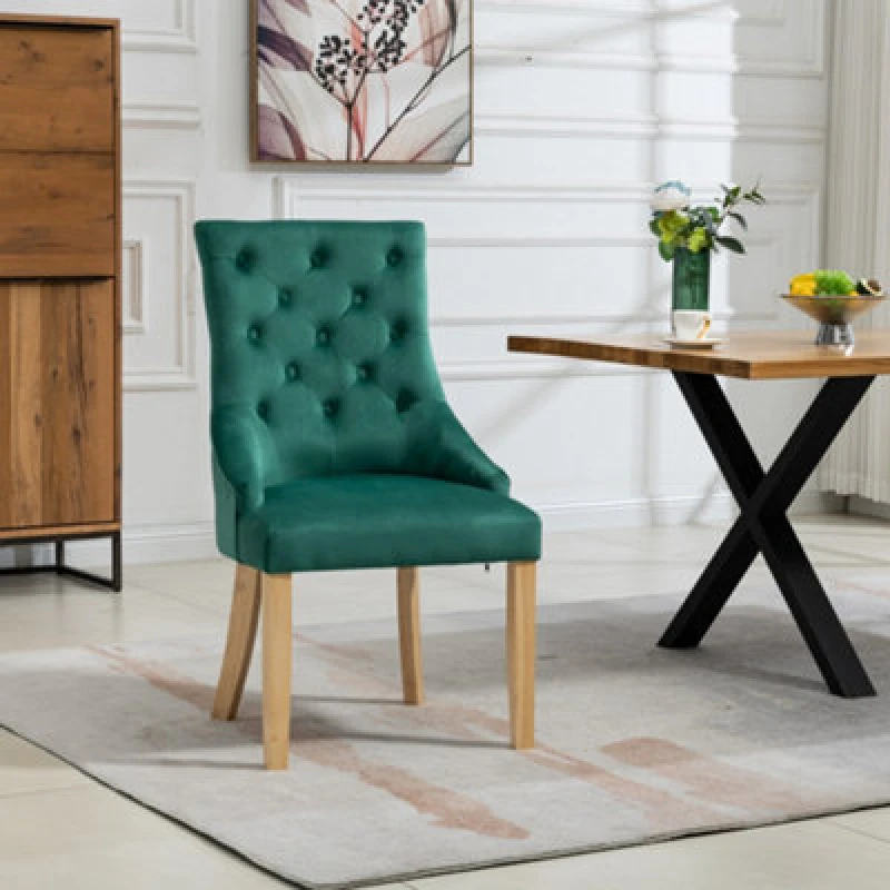 Image of Ravenna Velvet Dining Chairs - Set Of 2 - Green