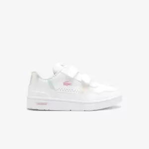 Image of Lacoste Childrens T-Clip Synthetic Popped Heel Trainers Size 1 UK White