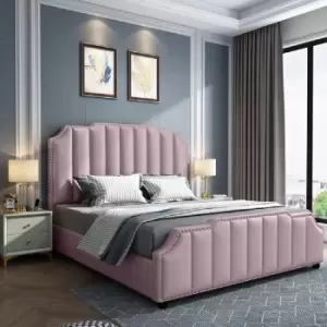 Image of Arnold Bed Double Plush Velvet Pink