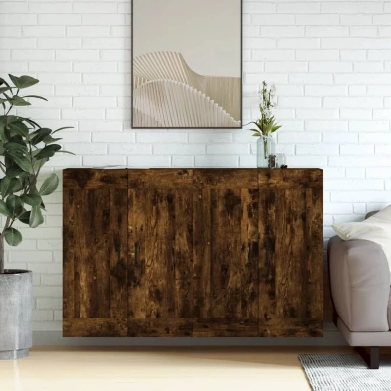 Image of VIDAXL Wall Mounted Cabinets 2 pcs Smoked Oak Engineered Wood Vidaxl 8720845474126