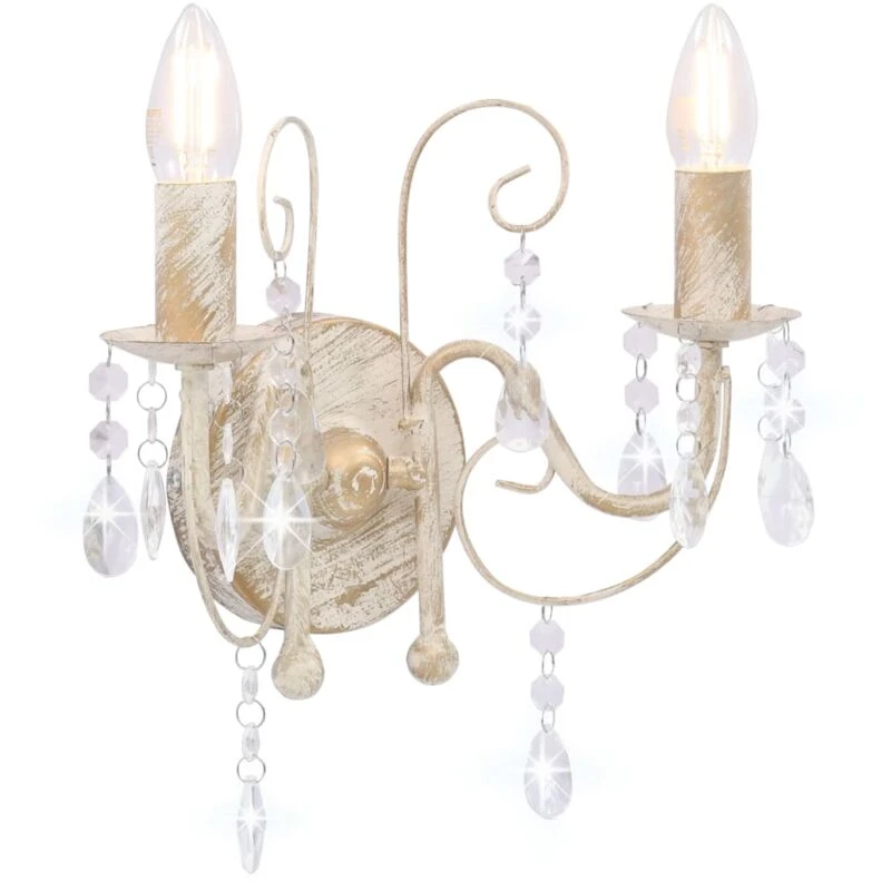Image of VIDAXL Vidaxl - Wall Lamp with Beads Antique White 2 x E14 Bulbs 8719883573137