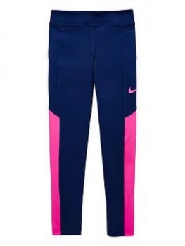Image of Nike Older Girls Trophy Training Leggings - Blue/Pink
